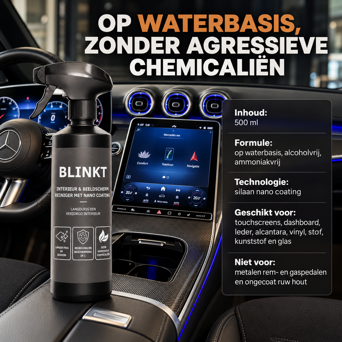 Interieurreiniger Auto met Nano Coating