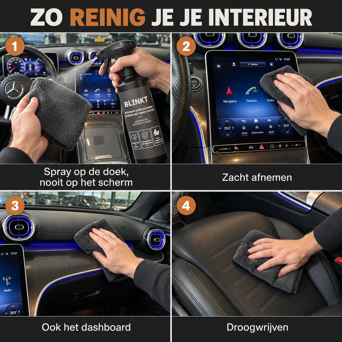Interieurreiniger Auto met Nano Coating