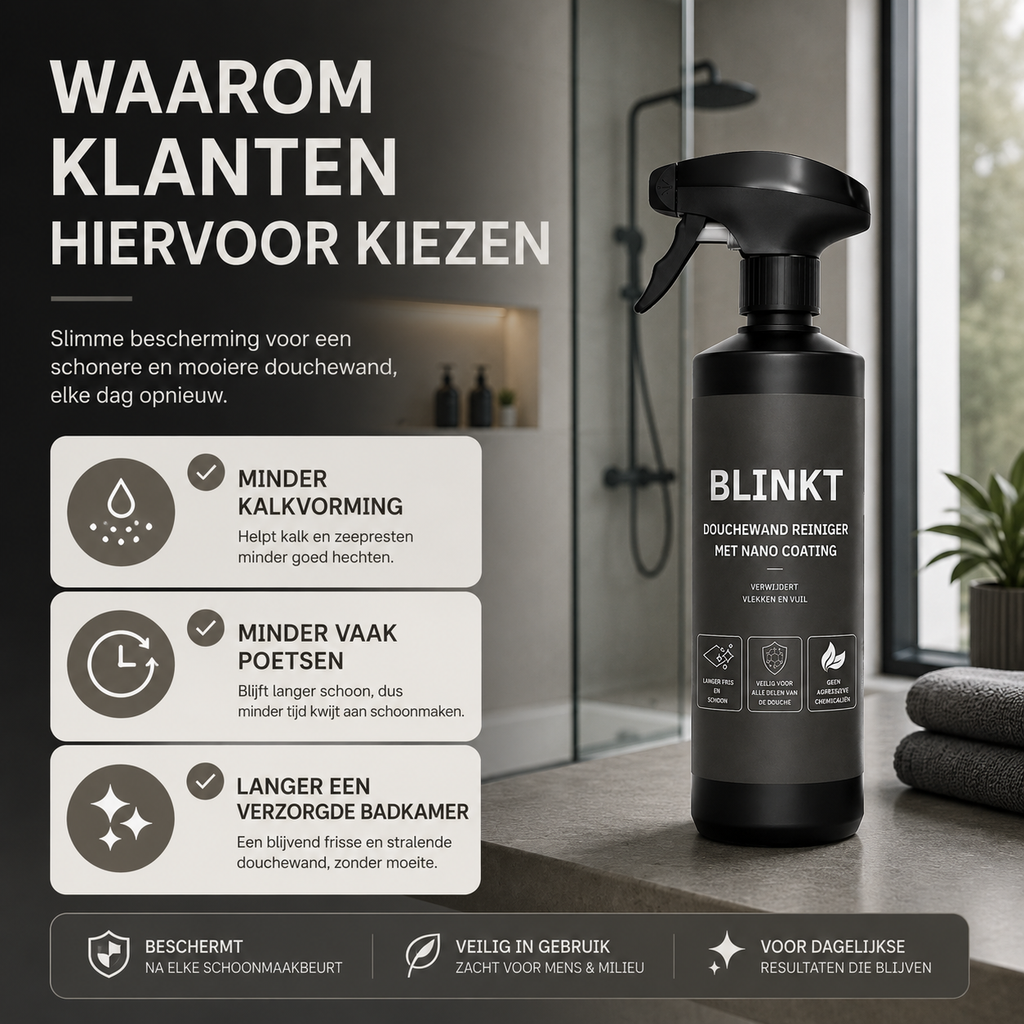 Douchewand Reiniger met Nano Coating