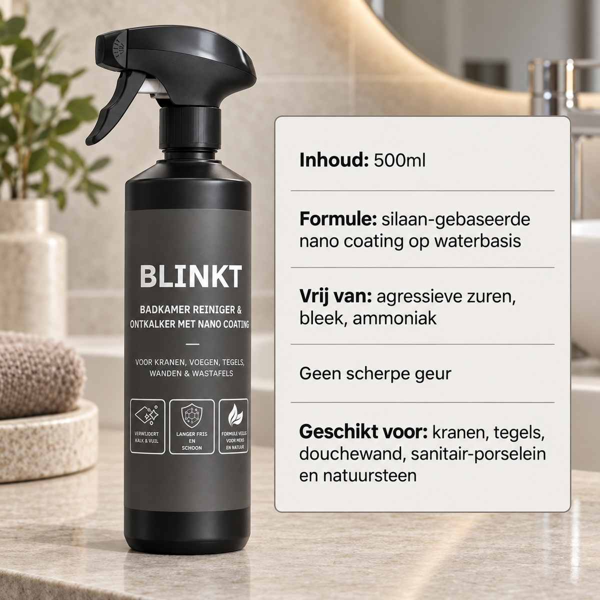 Badkamer Ontkalker met Nano Coating