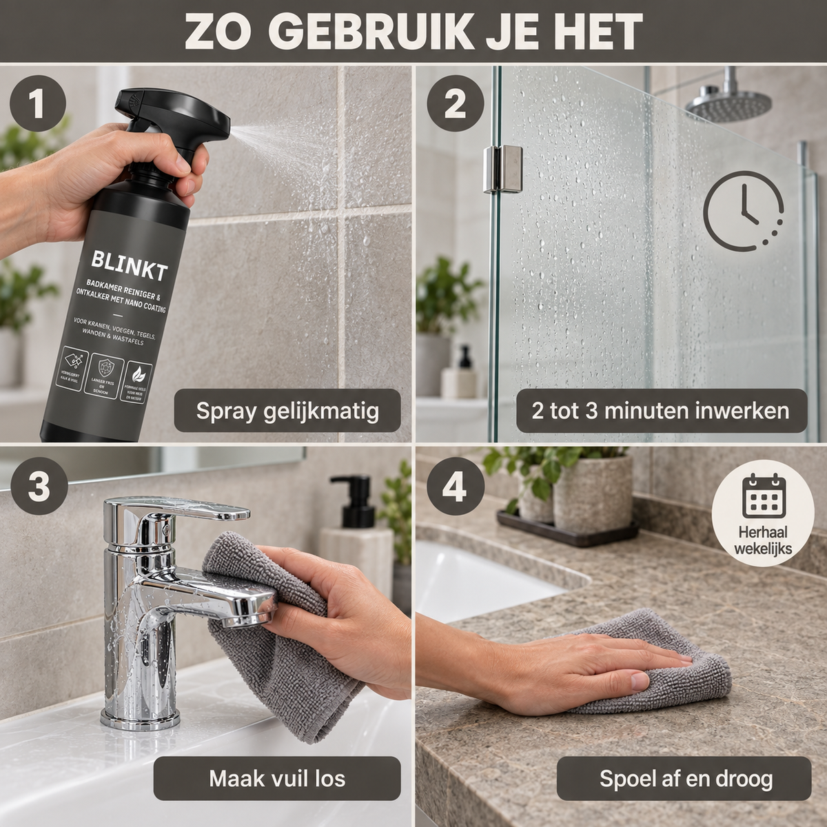 Badkamer Ontkalker met Nano Coating