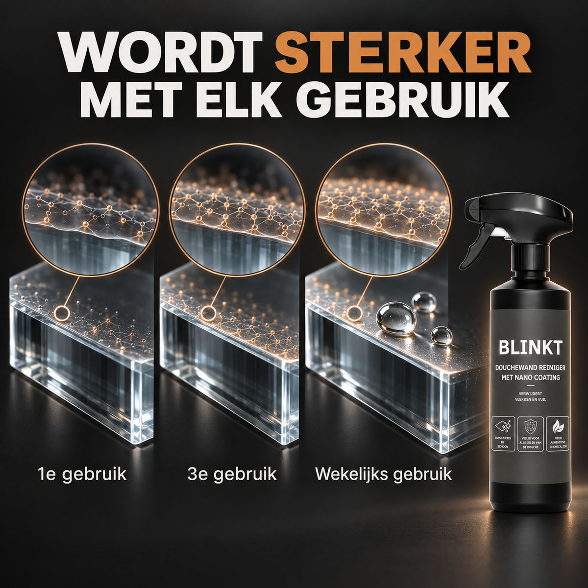 Douchewand Reiniger met Nano Coating