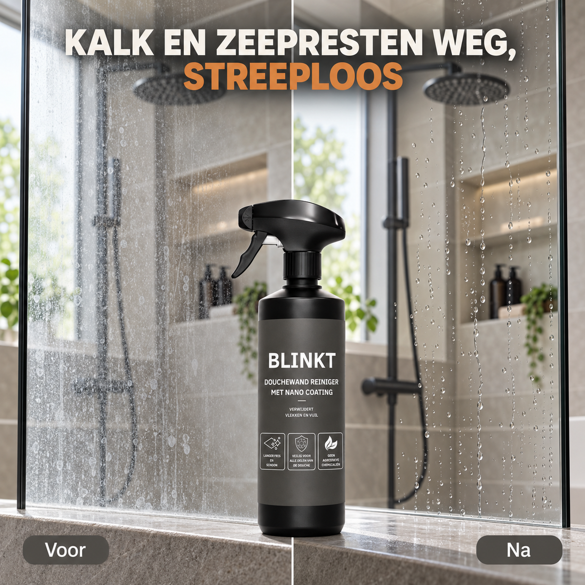 Douchewand Reiniger met Nano Coating