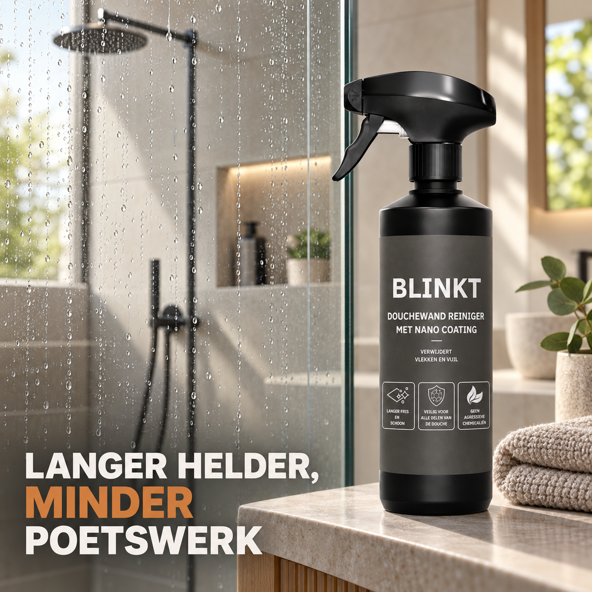 Douchewand Reiniger met Nano Coating