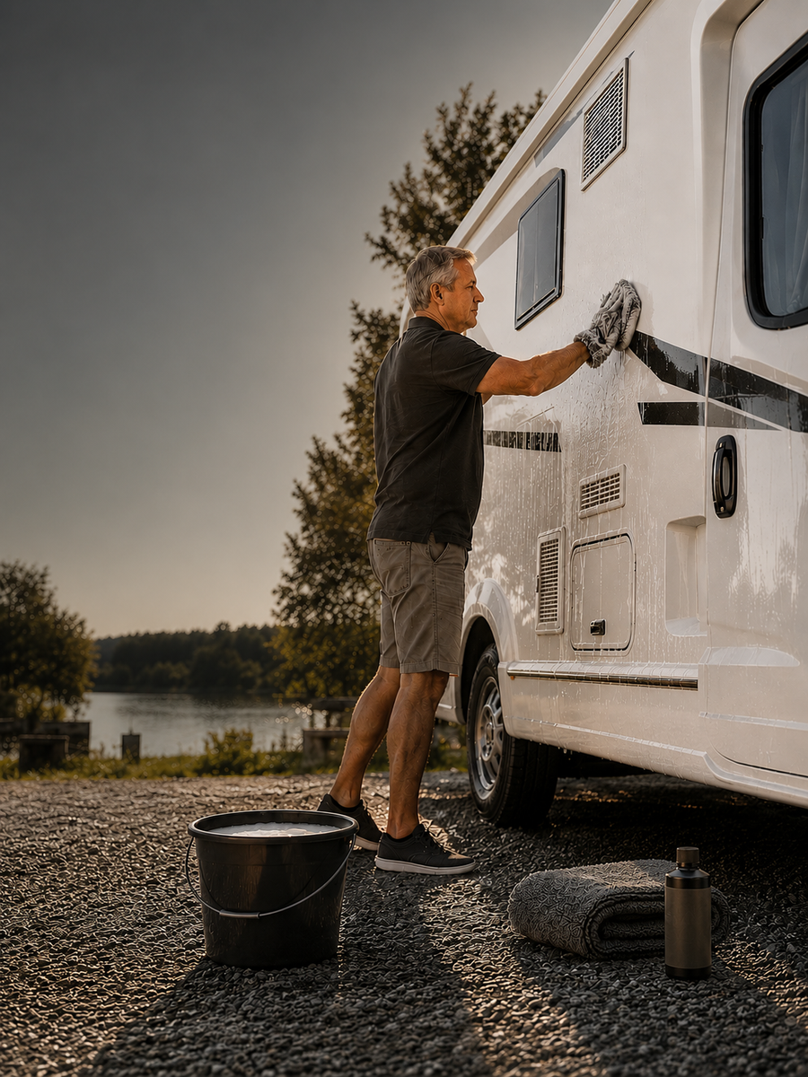 Caravan shampoo met wax: reinigen én beschermen in één.