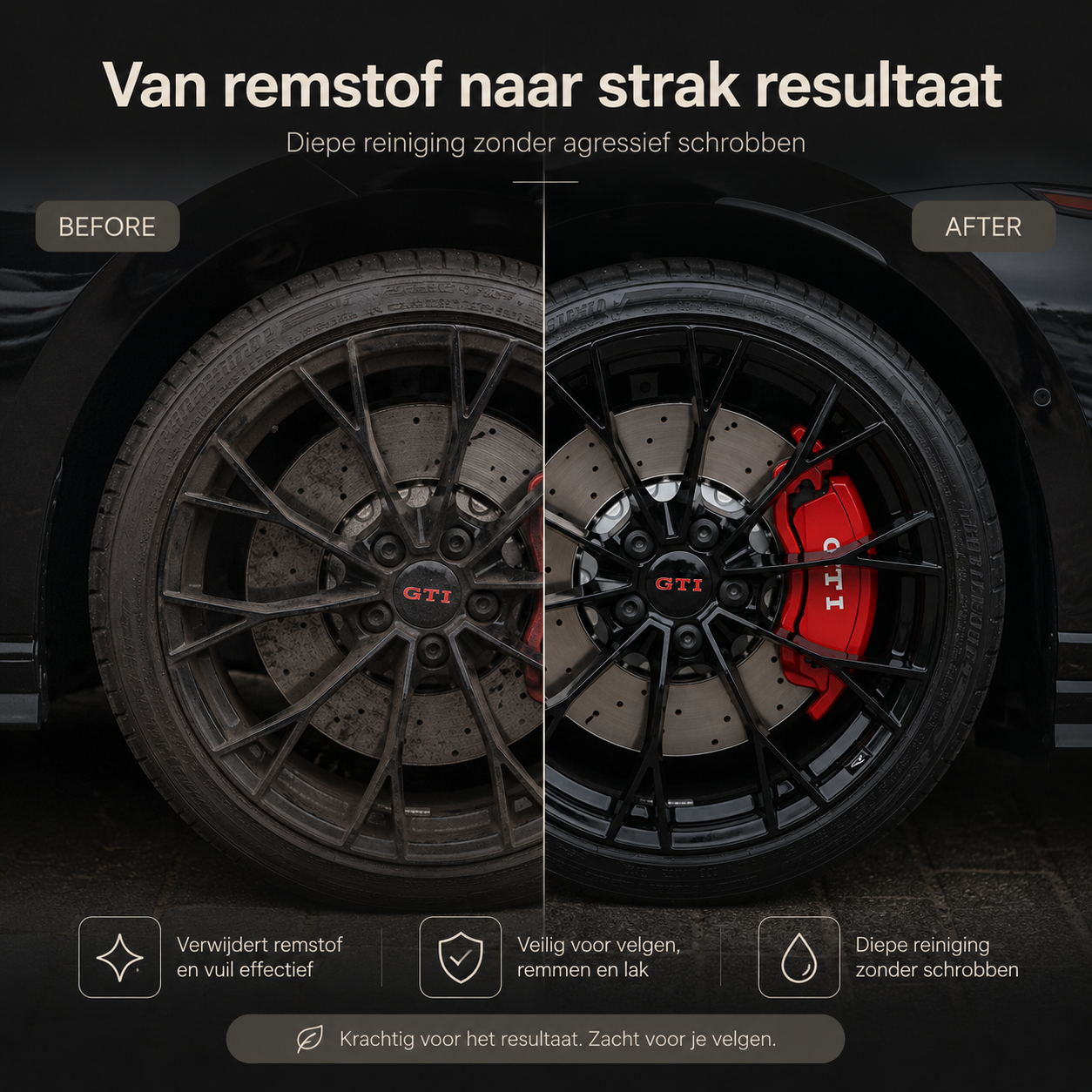 van remstof naar strak resultaat dankzij de velgenreiniger